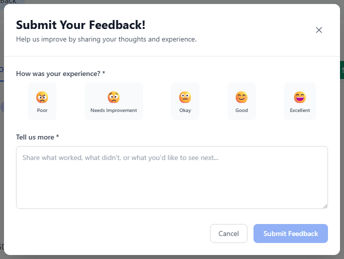 Submit Widget Feedback