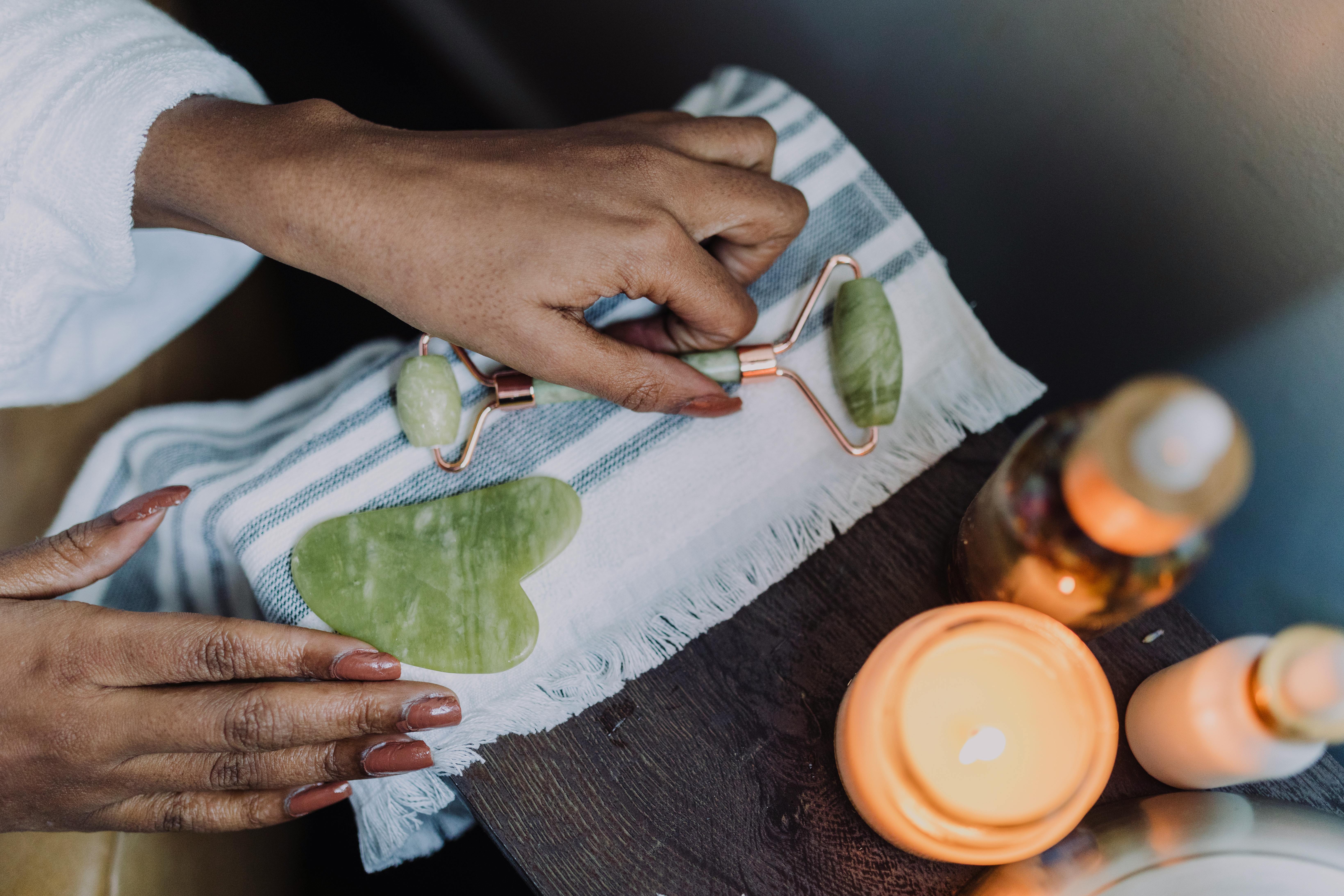 Facial massage demonstration at Gua Sha Lymphatic Reset Masterclass
