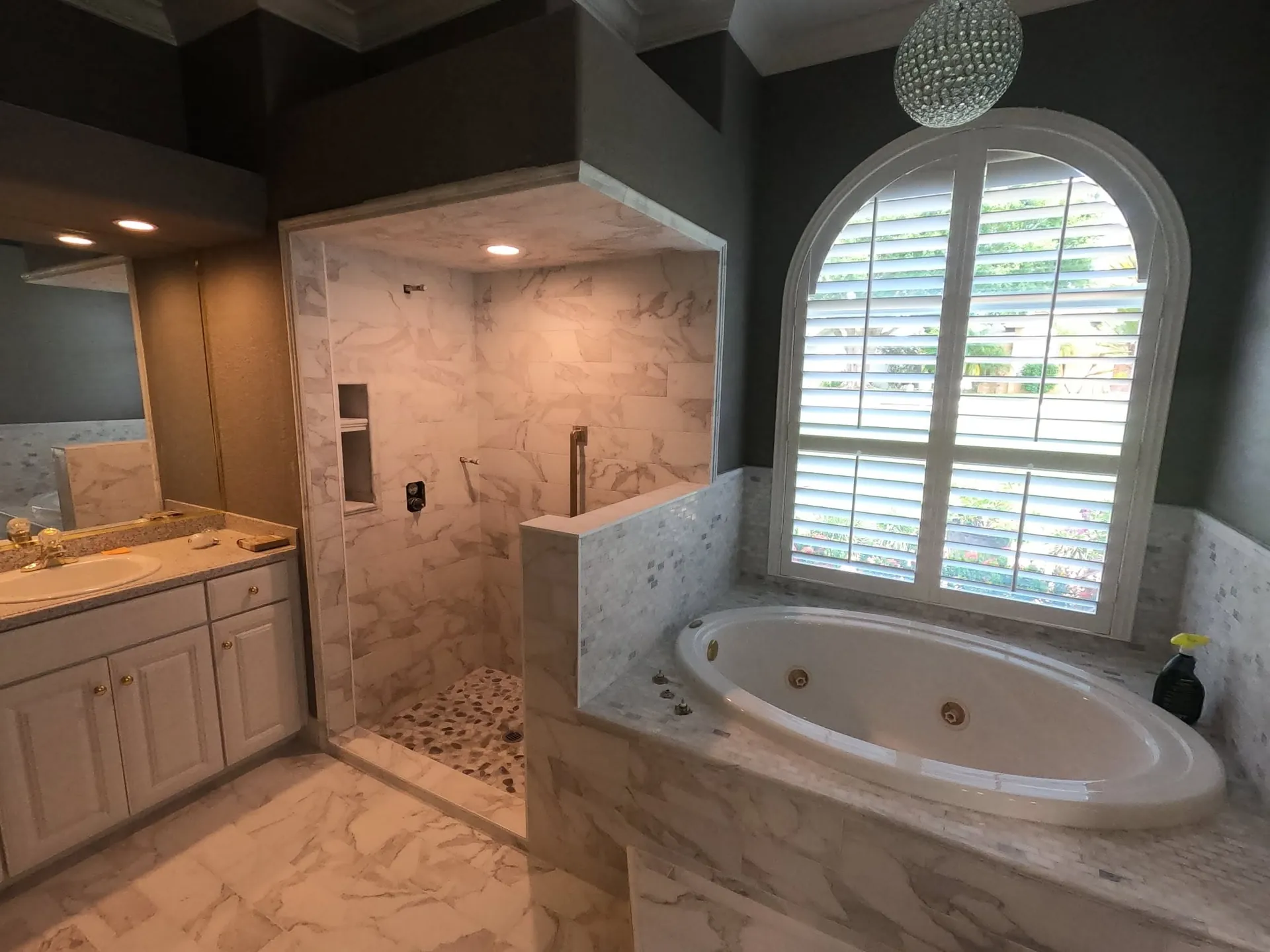 Finished master bath remodel with shower and tub by T-L Ceramic Installation LLC in Lakeland, FL