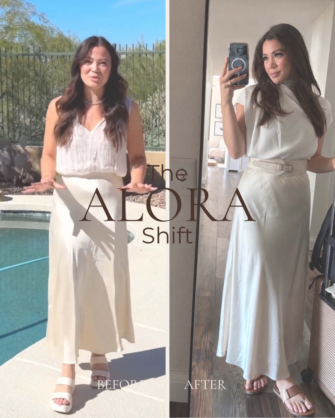 Before and after client styling: cream separates refined with intentional styling