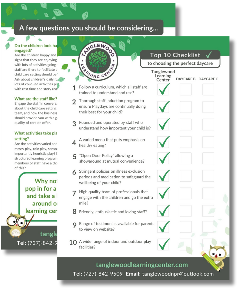 child care parent comparison checklist guide