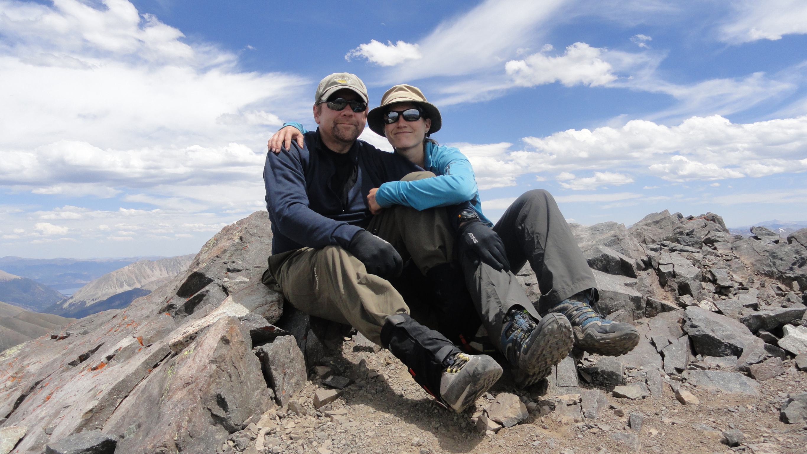 Andrew and Kacy Panfil on a Colorado mountain summit