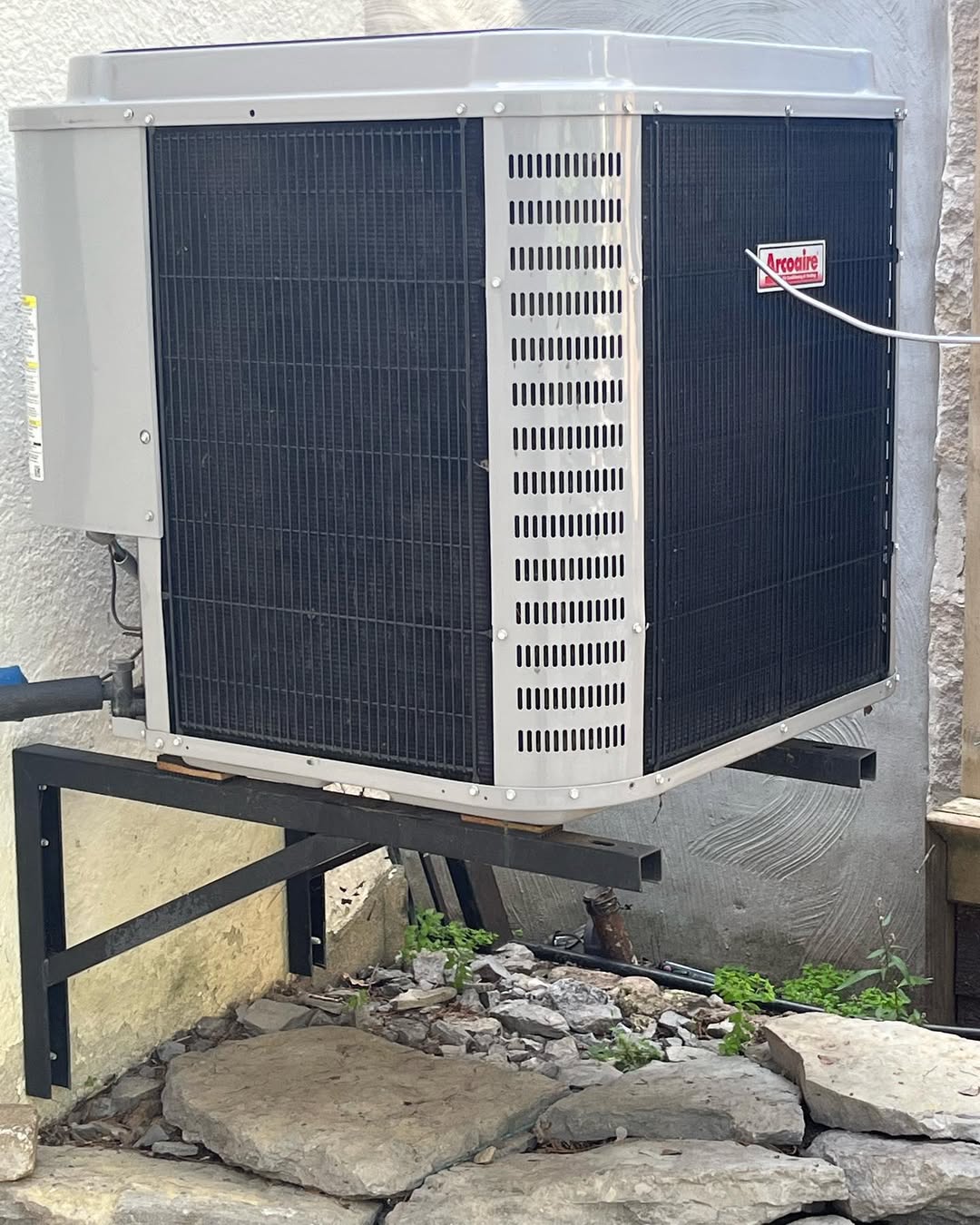 Dirty AC unit close-up before service