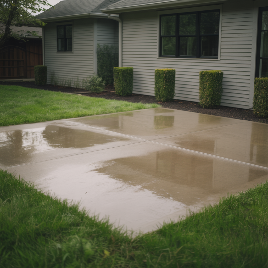 Illustration of a bare concrete patio with no shade