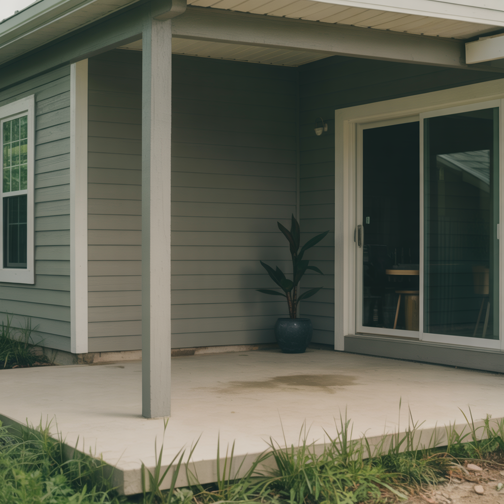 Illustration of a plain and underused covered patio