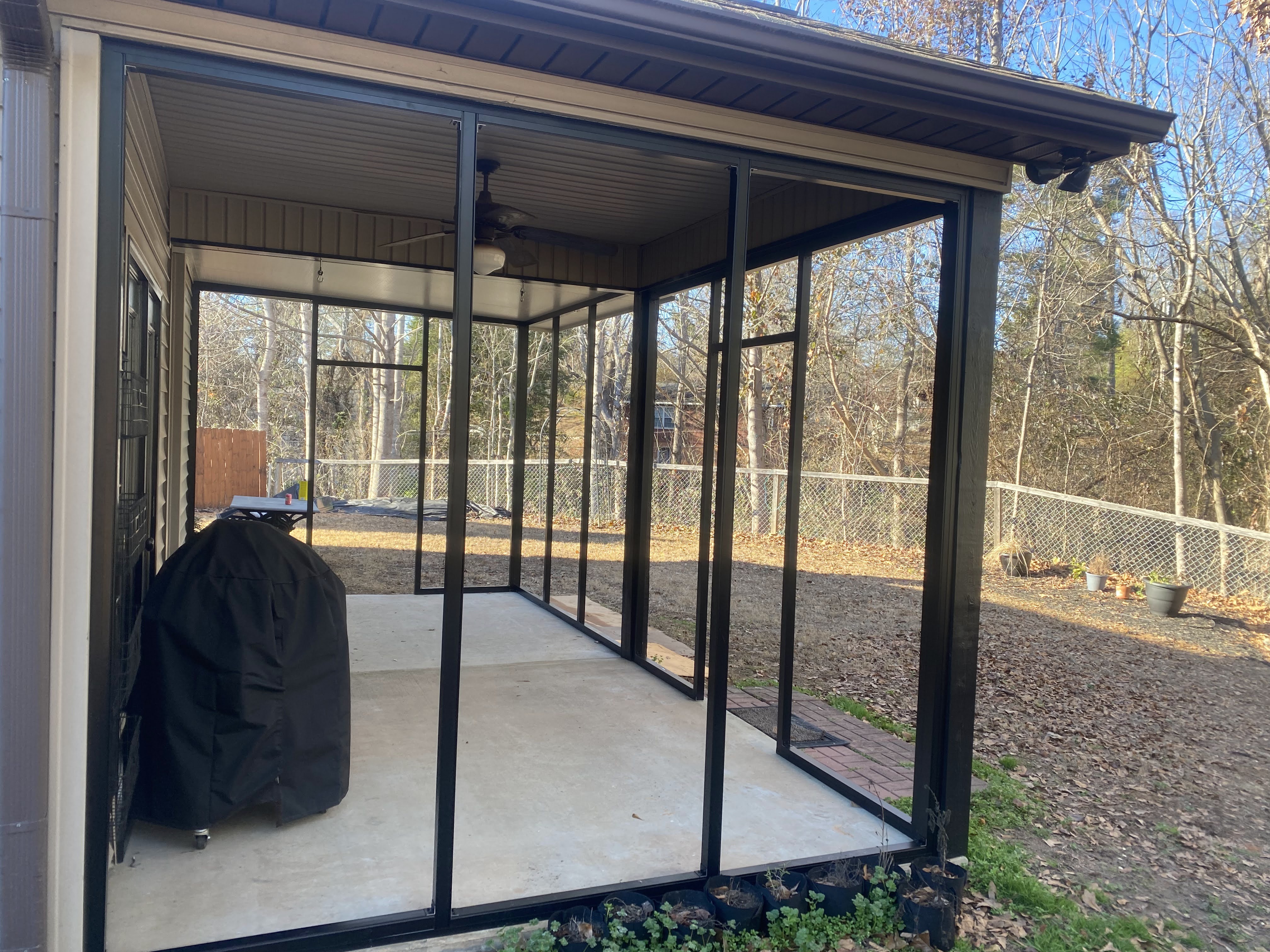 Interior structural stage of the Tirrell Eze-Breeze porch expansion in Berea