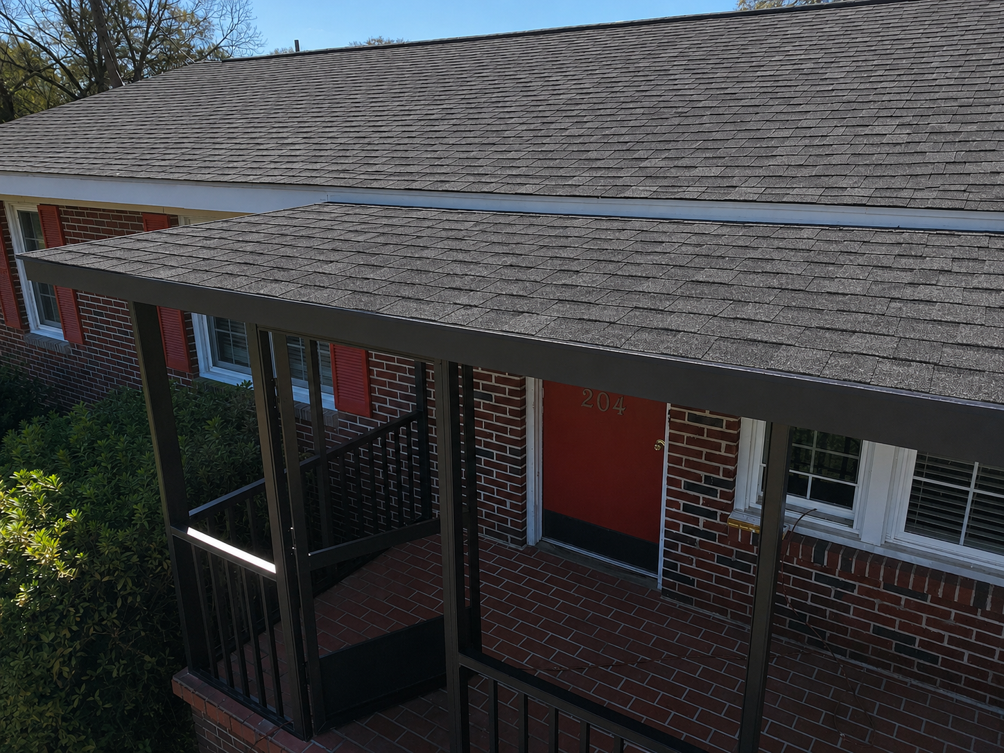 Roof integration detail on the Rebecca screen porch in Berea, South Carolina