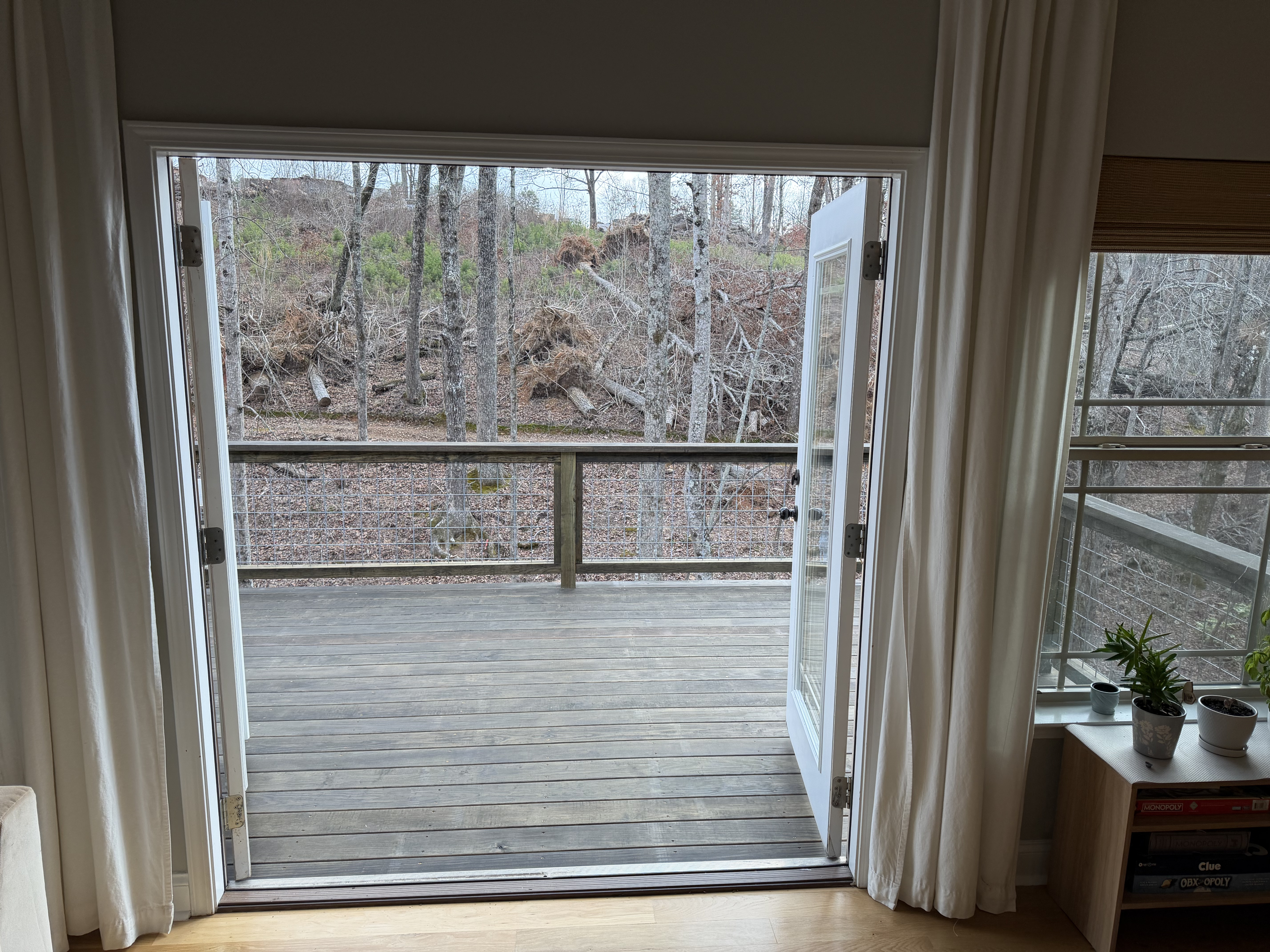 View from the living area onto the renovated Caleb deck in Berea, South Carolina