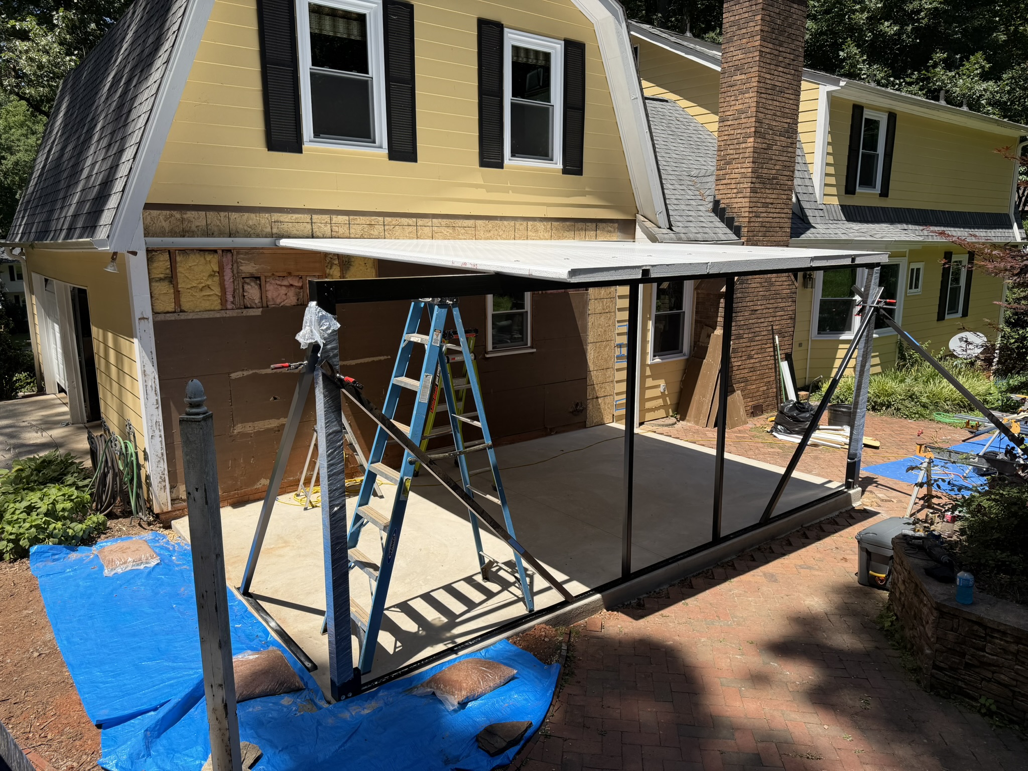 Brandon screen porch project under construction beside an Anderson, South Carolina home