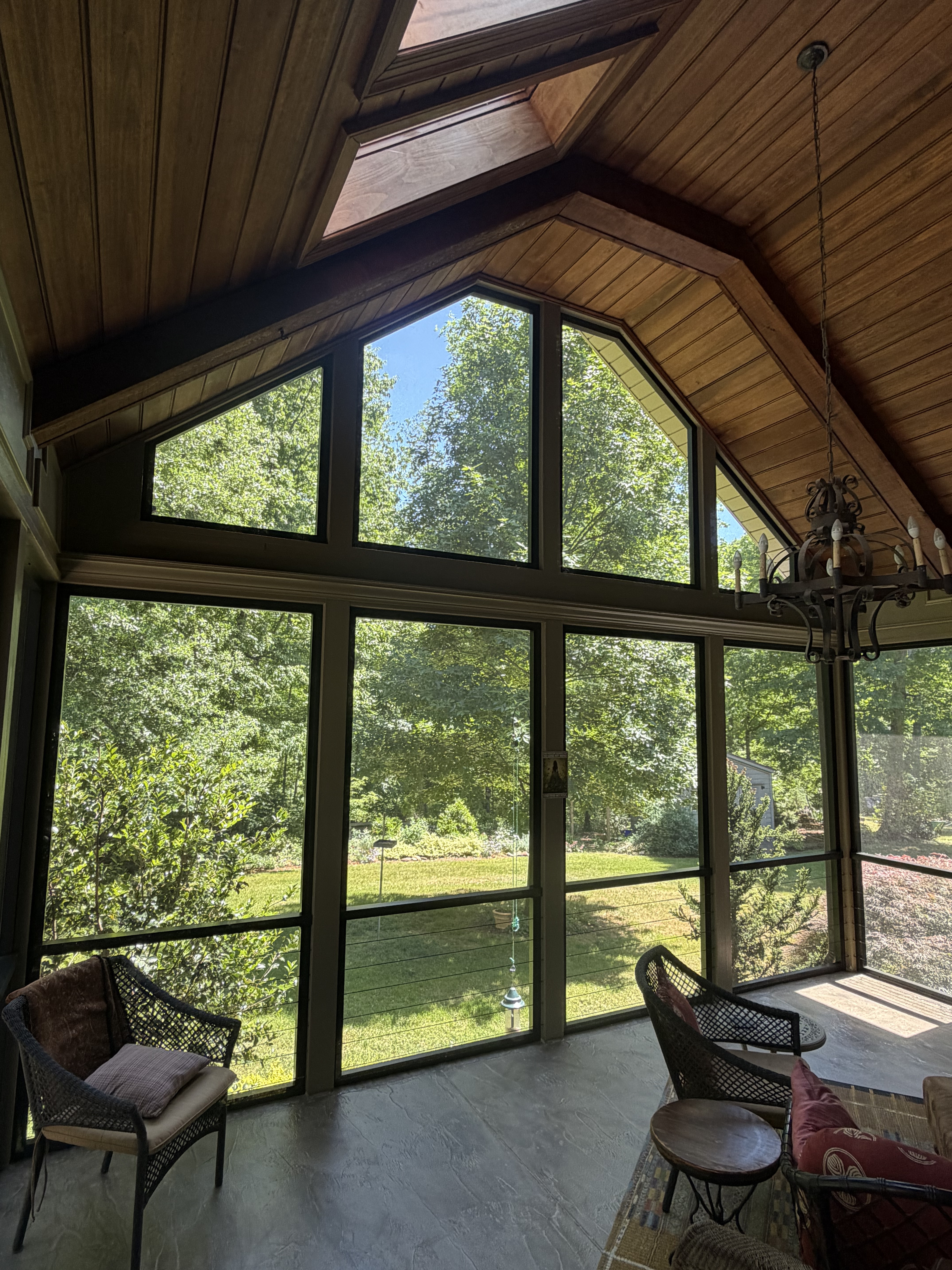 Finished Eich screen porch showing the vaulted ceiling and cleaner open interior
