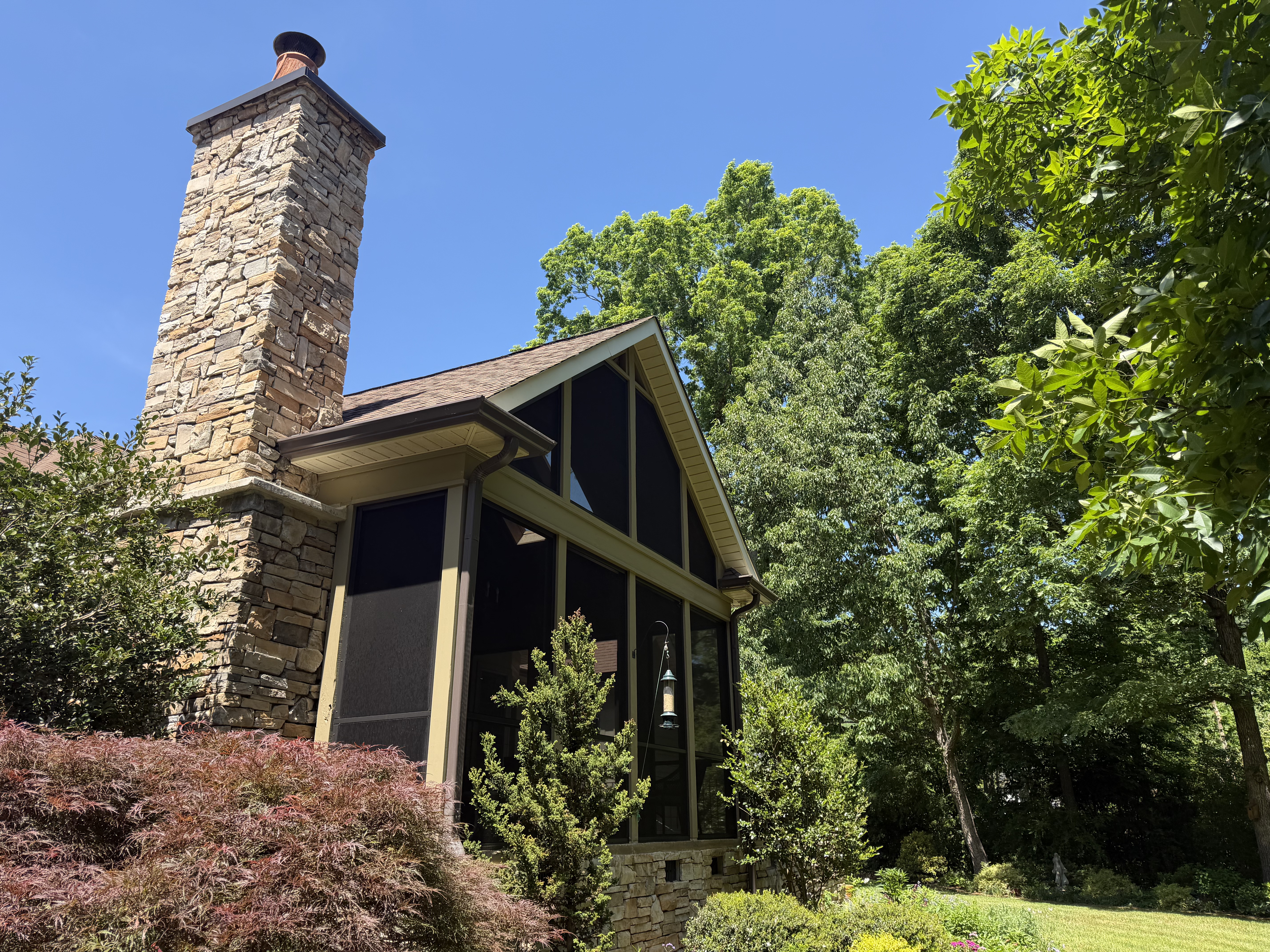Exterior corner of the renovated Eich screen porch near Paris Mountain in Greenville