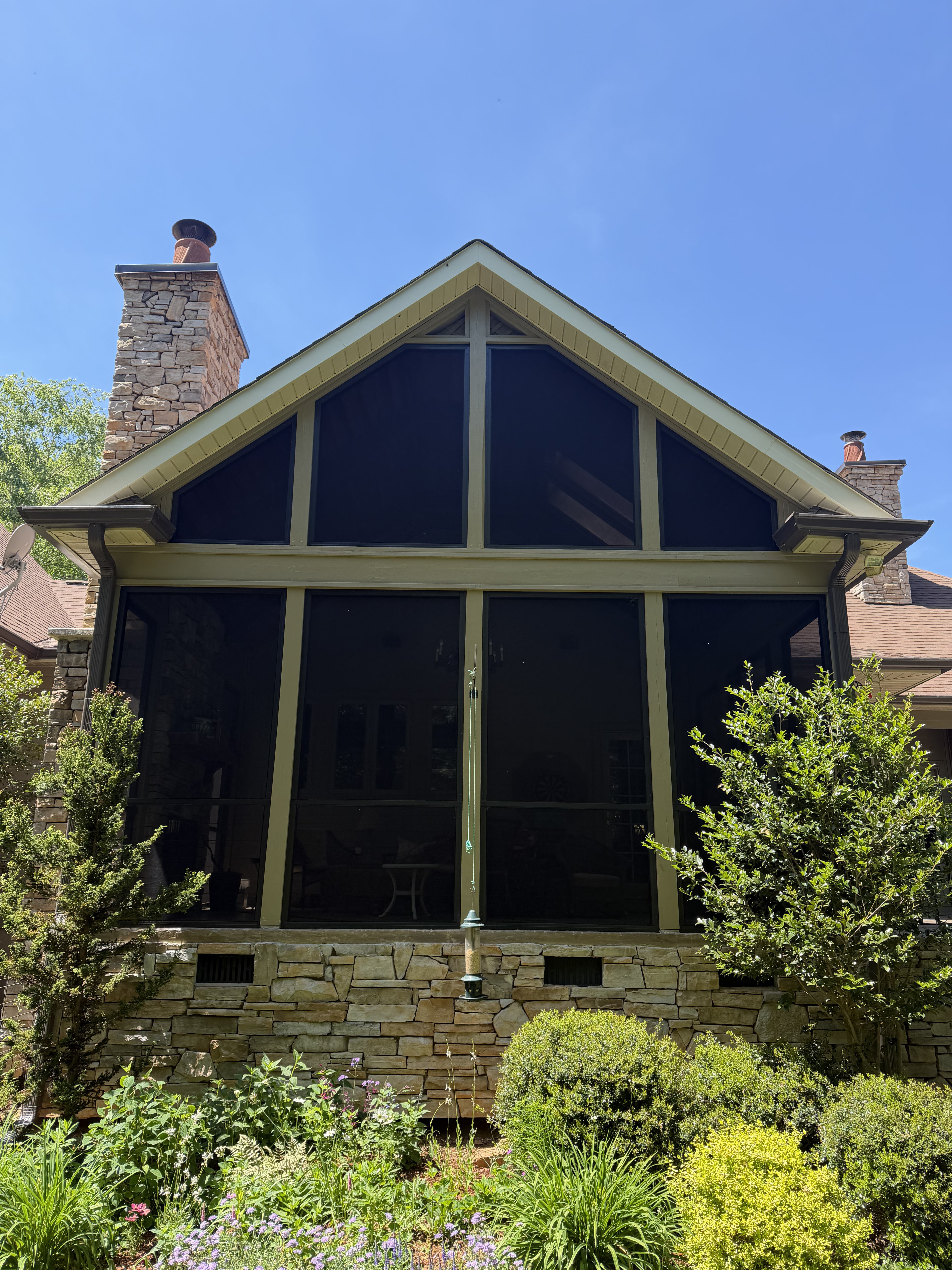 Renovated screen porch exterior in the Paris Mountain area of Greenville