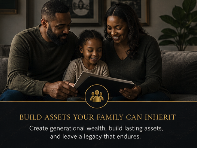 Family reviewing financial plan