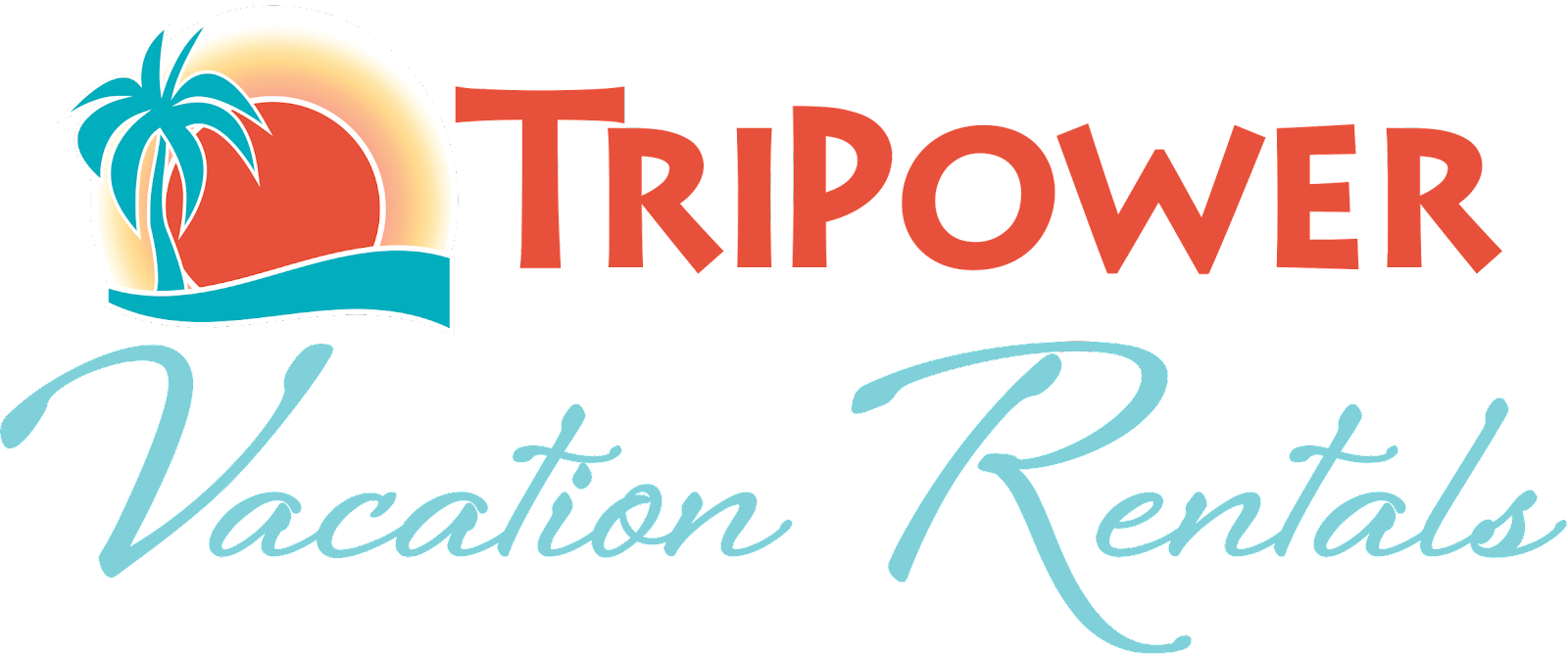 TriPower Vacation Rentals Sun and Palm Tree Logo