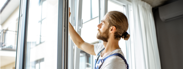Window frame repair closeup