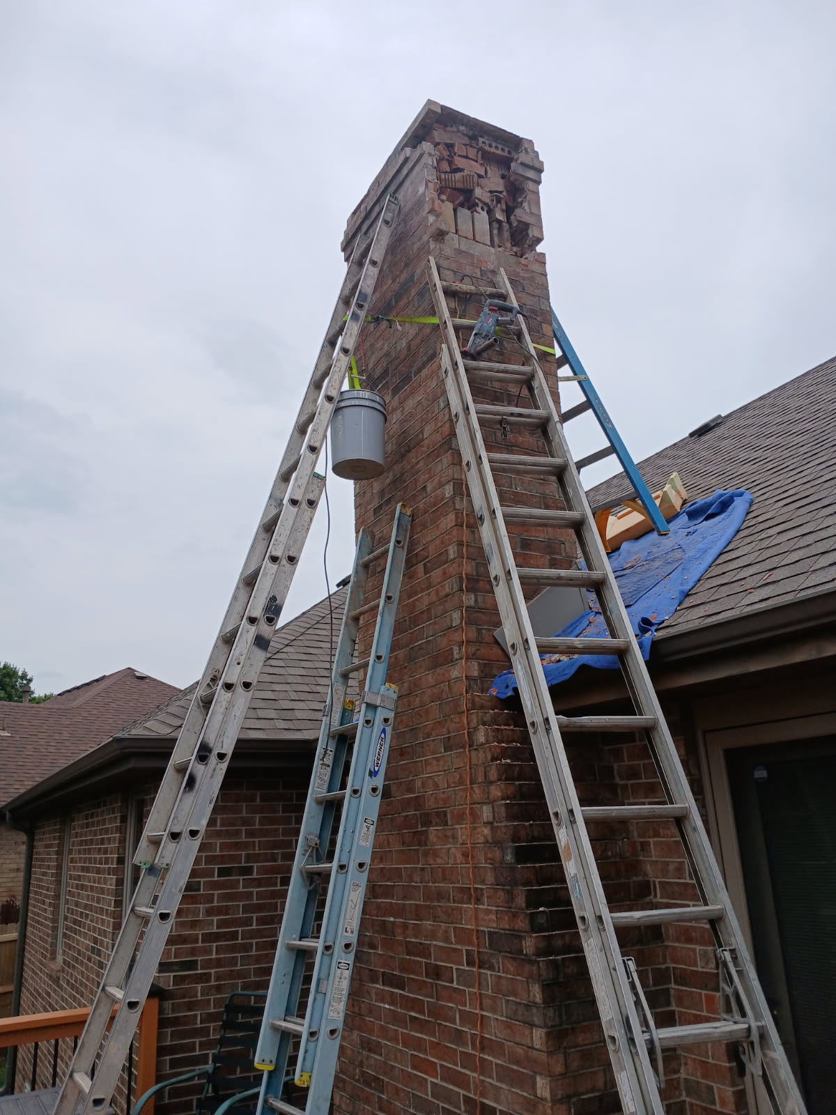 Chimney restoration before masonry work