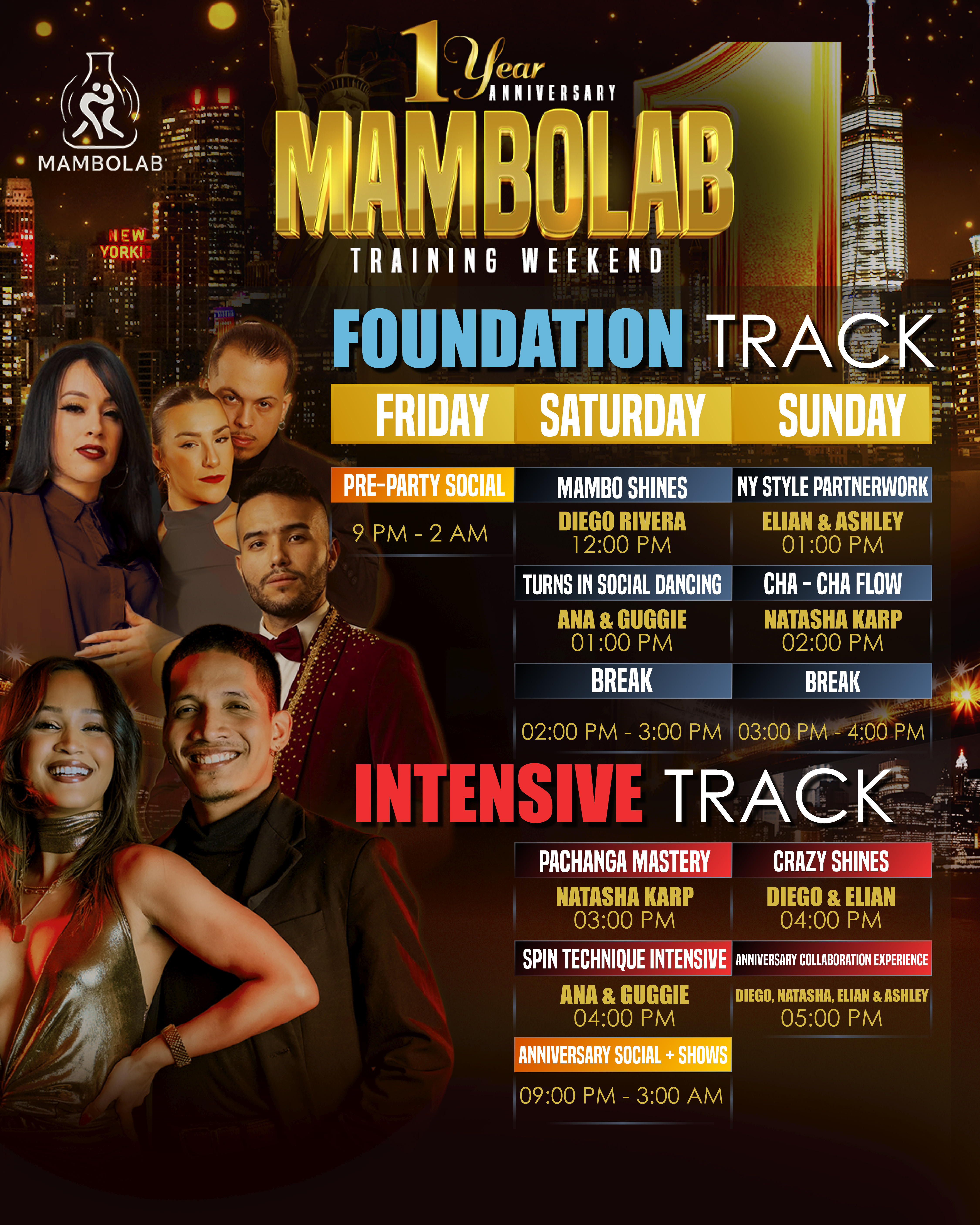 MamboLab Anniversary Weekend Schedule Flyer