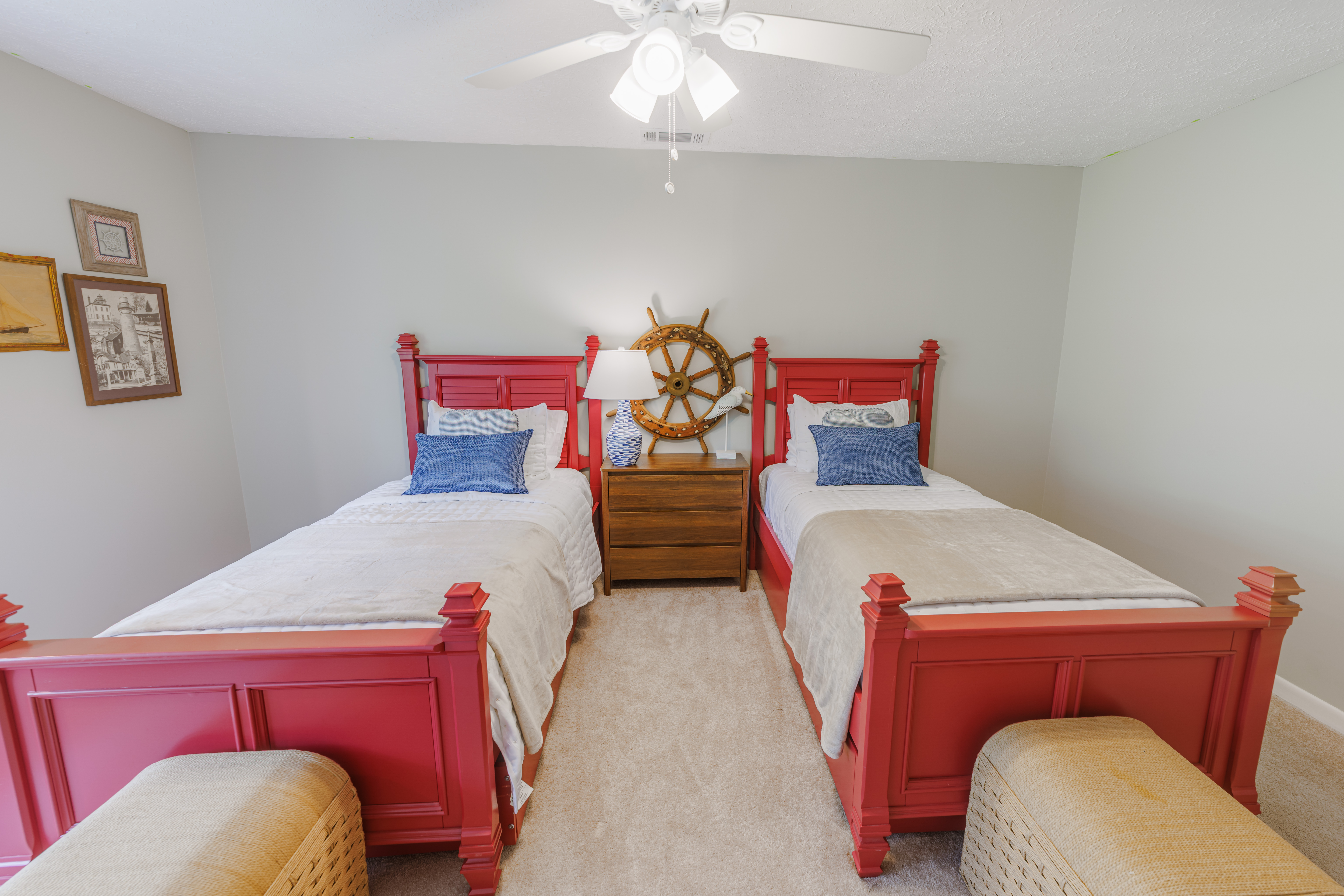 The Retreat at San Marco — bedroom corner styled with linen bedding, bedside lighting and natural textures