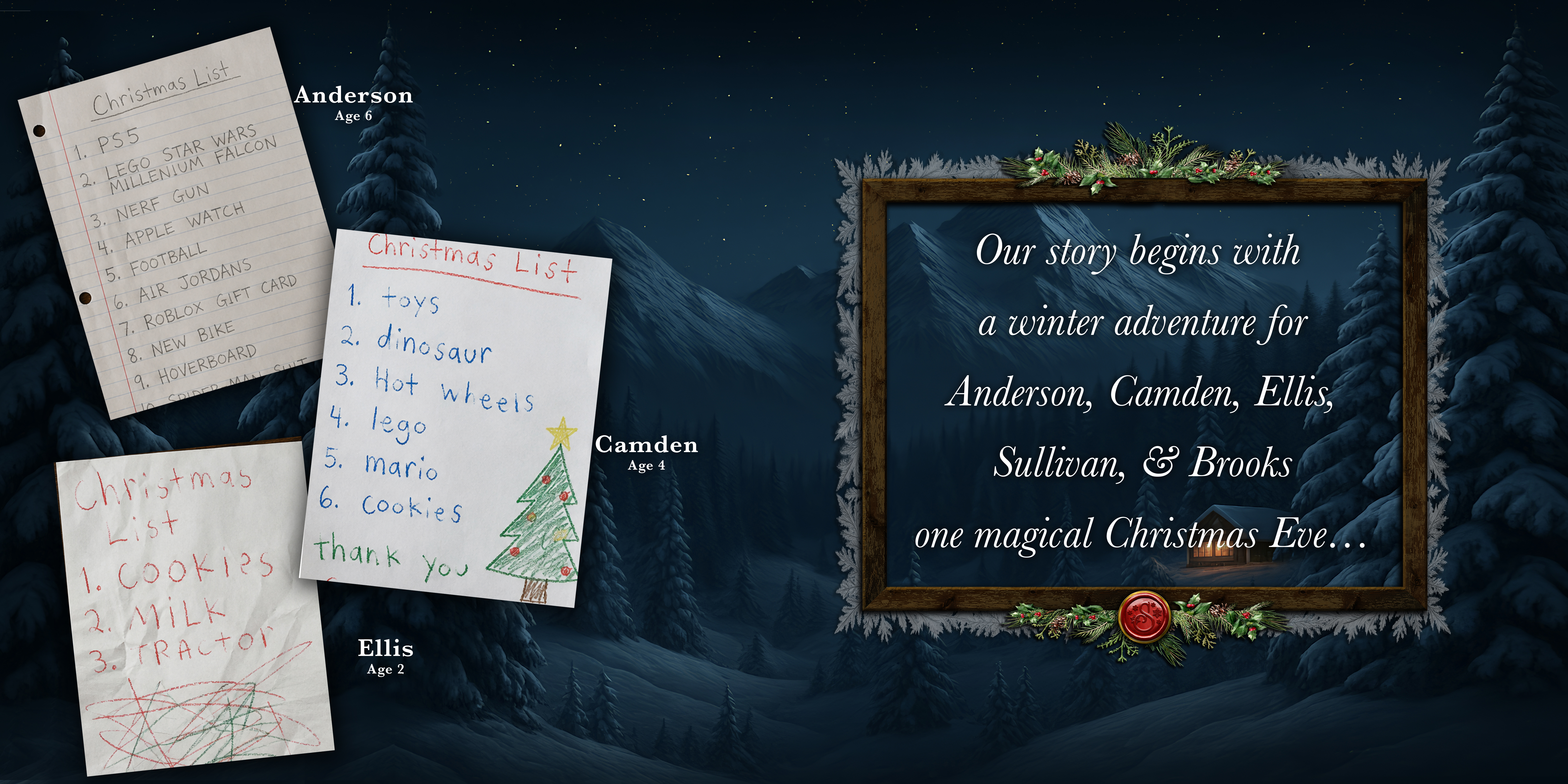 Magic of Santa personalized storybook, spread 1 of 12