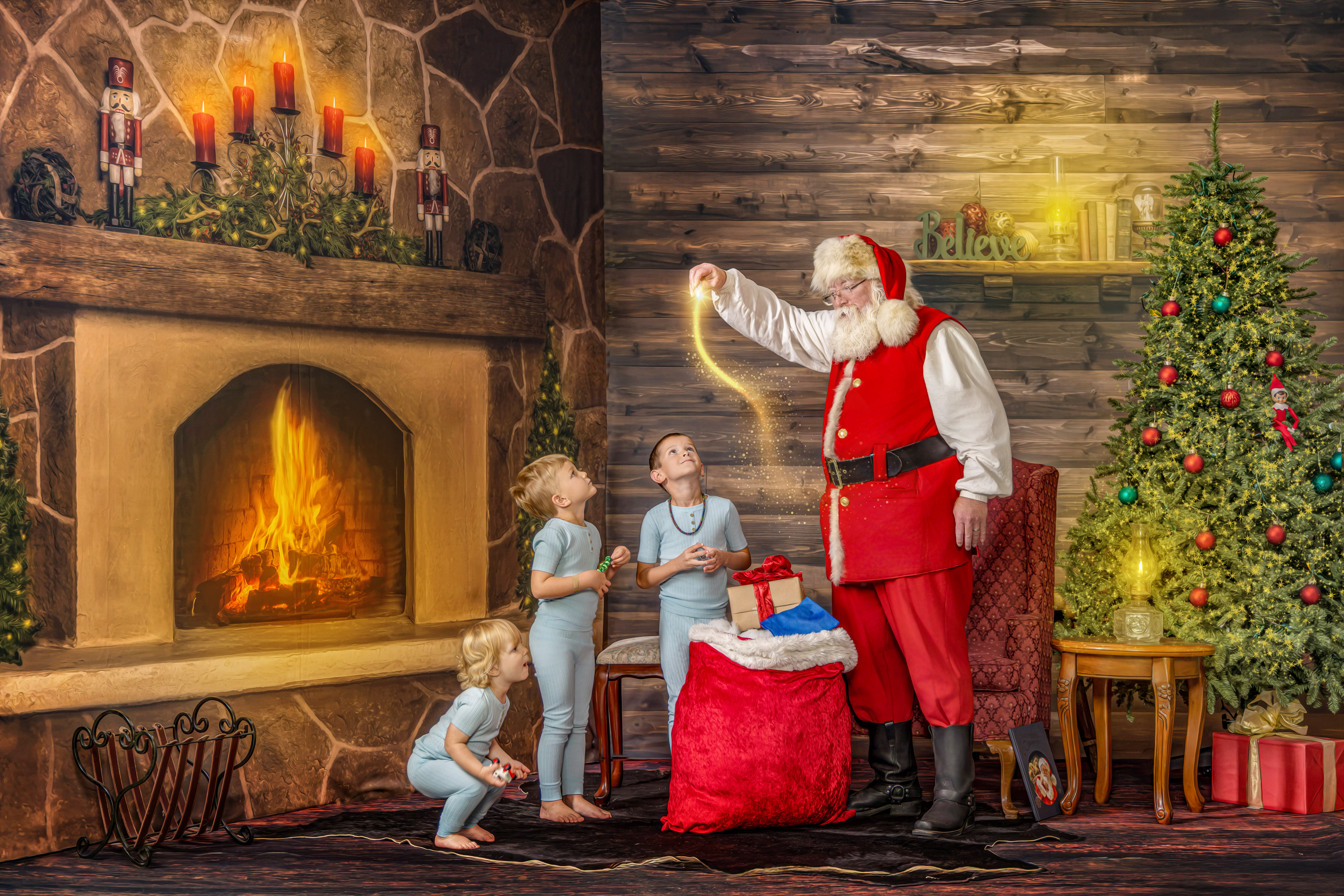 The Barth brothers modeling for Chris Fritchie's Magic of Santa class at East Coast School for the Professional Photographers of North Carolina in June 2026.