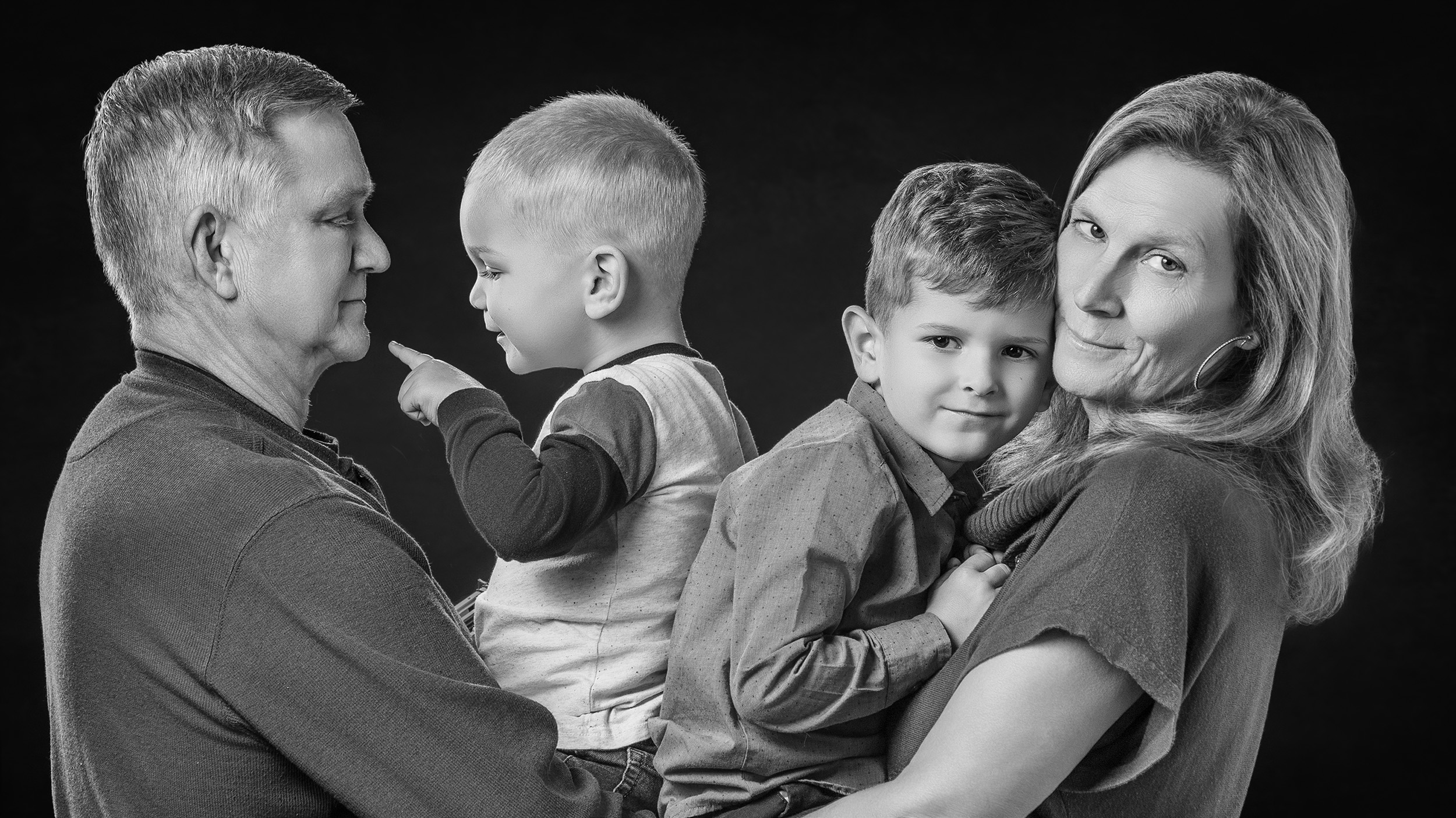Family black-and-white portrait