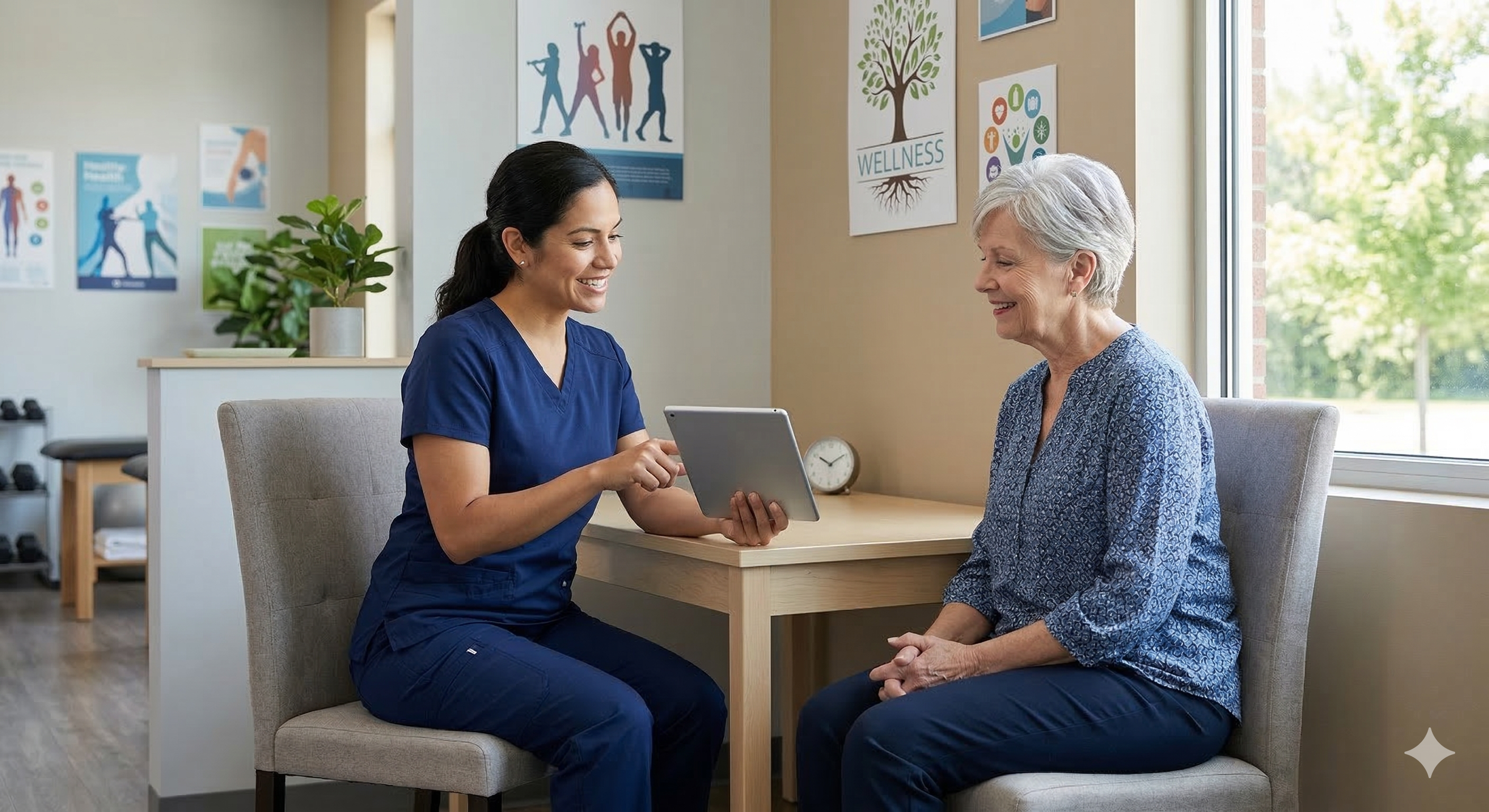 Physical therapist conducting an initial evaluation with a new patient at a Clifton NJ rehab clinic Physical therapist conducting an initial evaluation with a new patient at a Clifton NJ rehab clinic