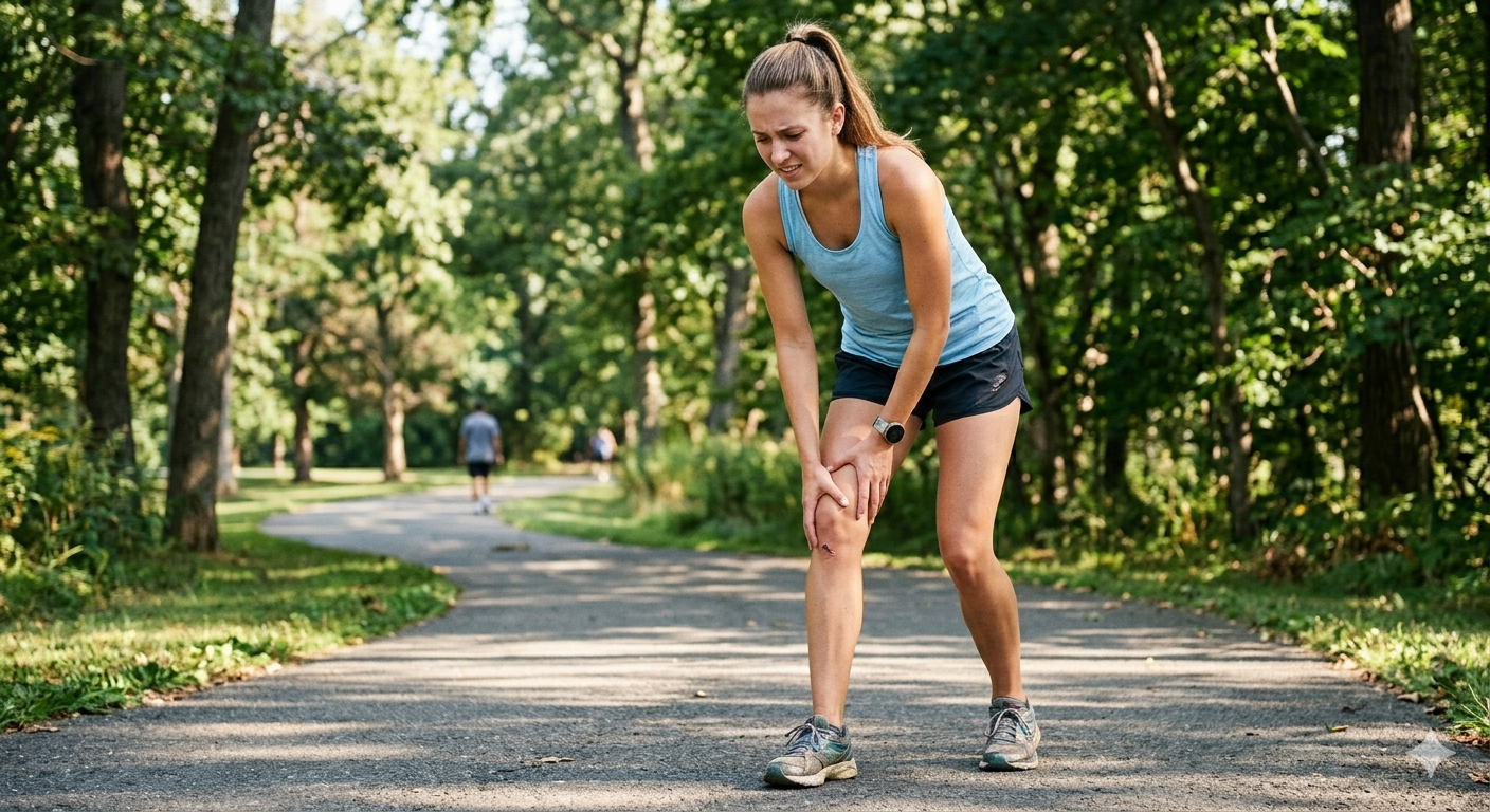 Runner experiencing knee pain that can be treated with physical therapy
