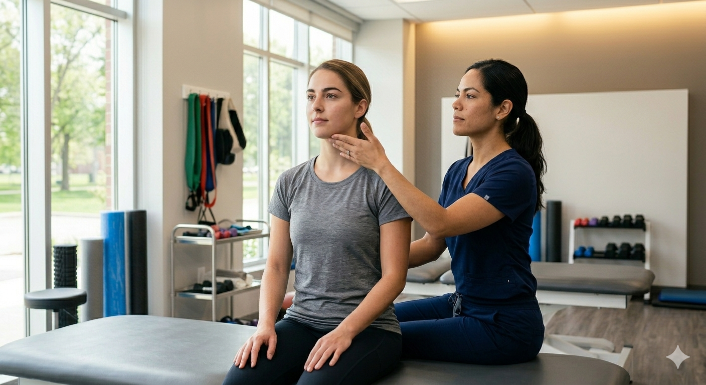 Cervical strengthening exercise for whiplash recovery at a physical therapy clinic in NJ Cervical strengthening exercise for whiplash recovery at a physical therapy clinic in NJ