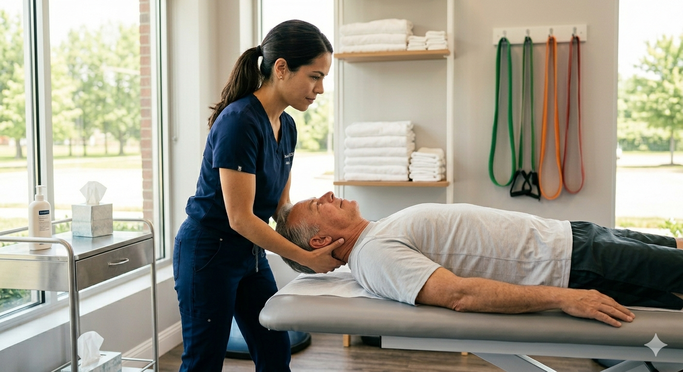 Epley maneuver for BPPV vertigo treatment performed by a physical therapist Epley maneuver for BPPV vertigo treatment performed by a physical therapist