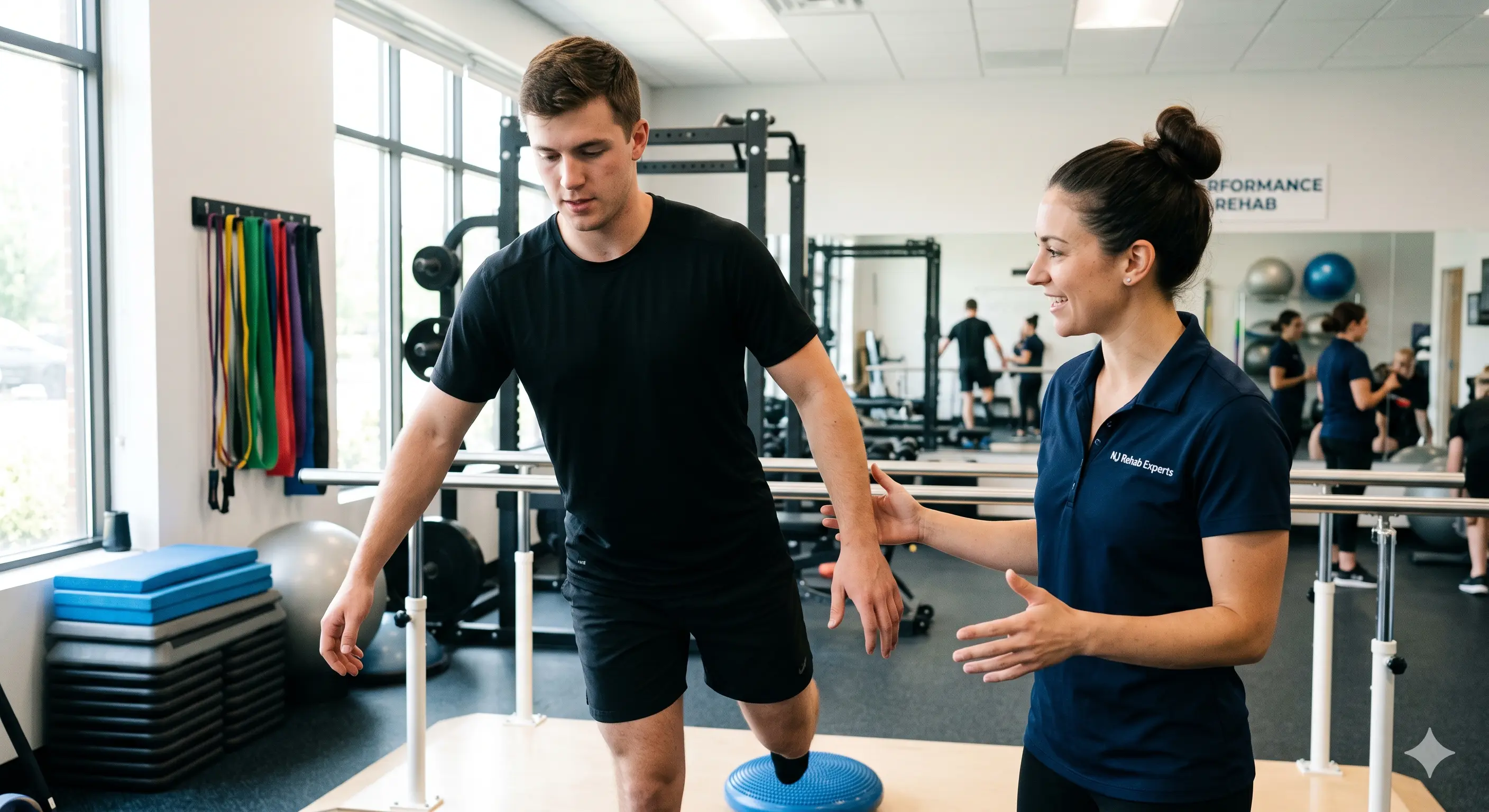 Rotator cuff strengthening during sports rehab at NJ Rehab Experts Jersey City
