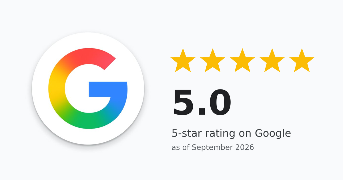 5.0 star rating on Google