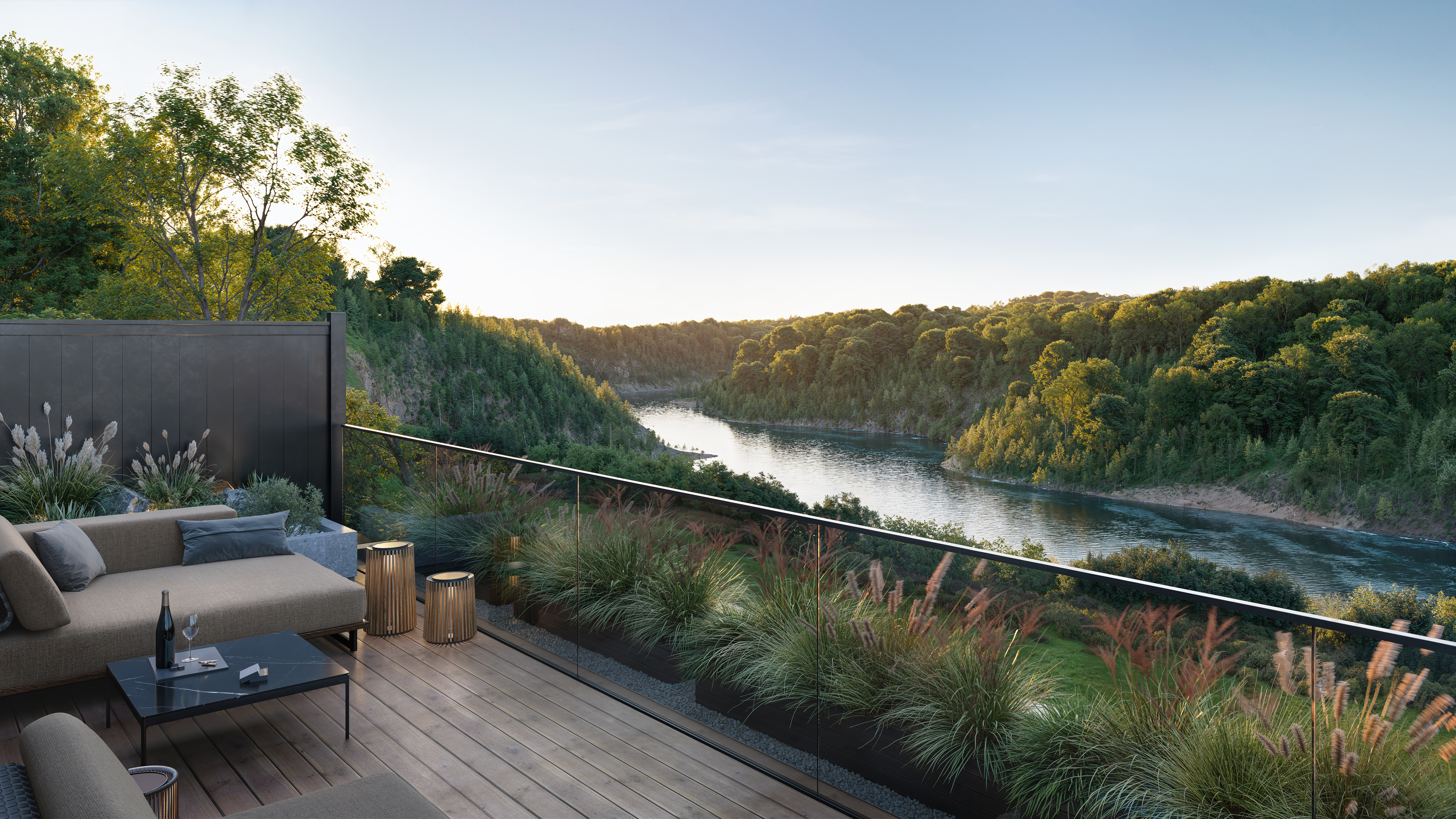 South Oakville new homes balcony with river valley views