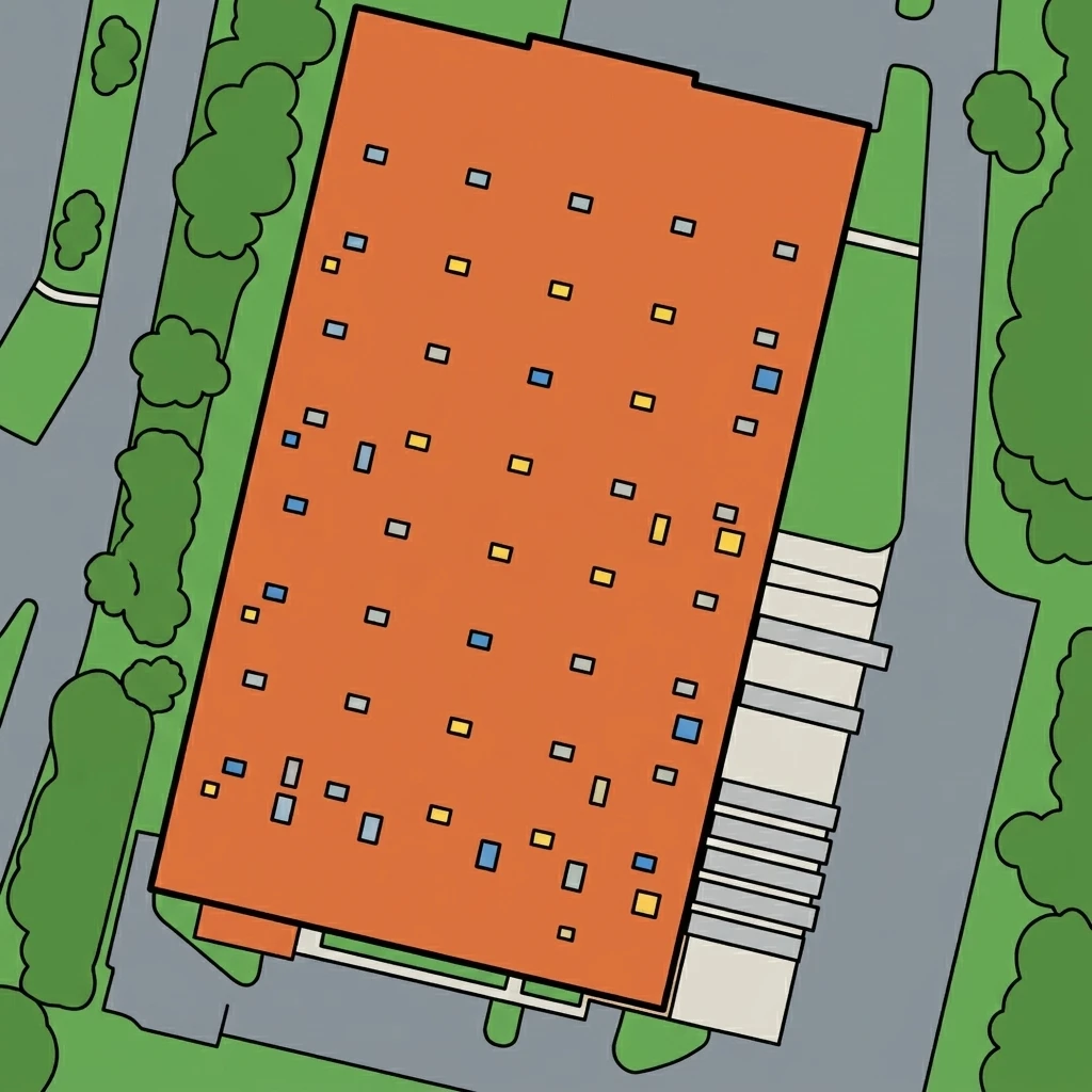 Aerial view of a commercial flat roof in Arlington, TX