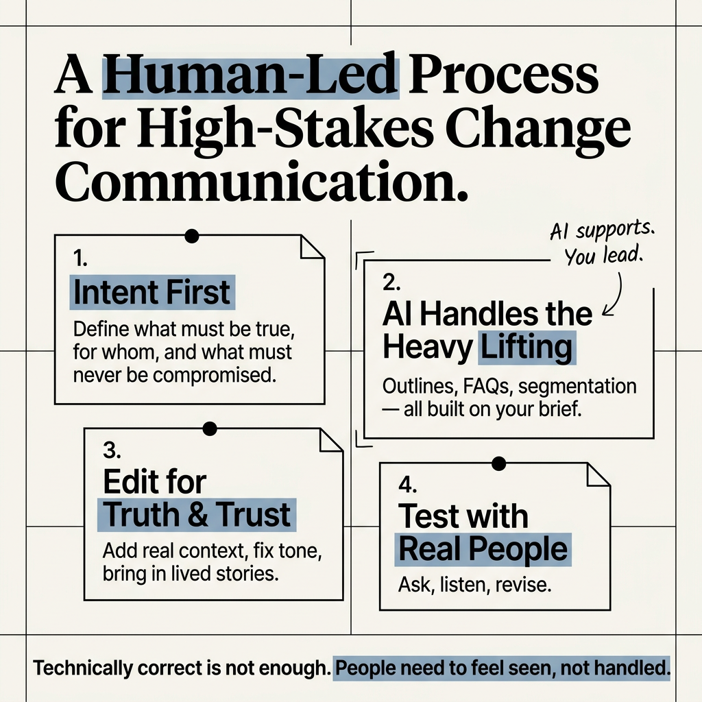 Process for keeping comms human-centered.