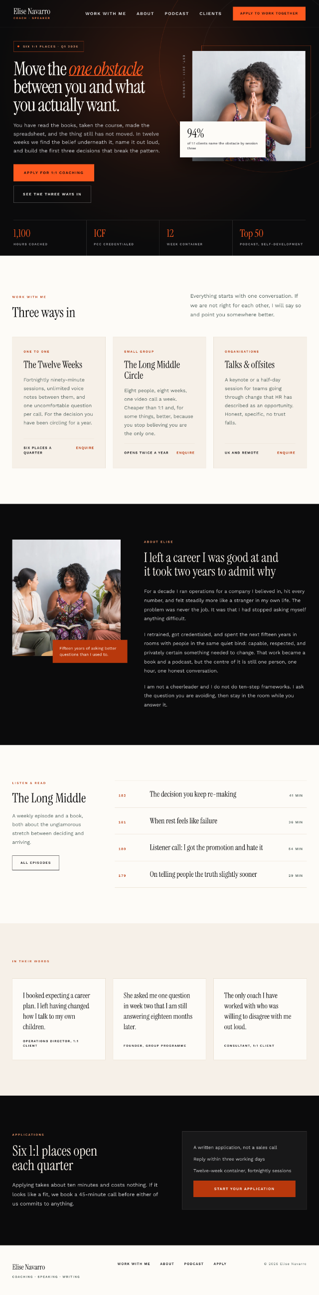 Elise Navarro coaching website design