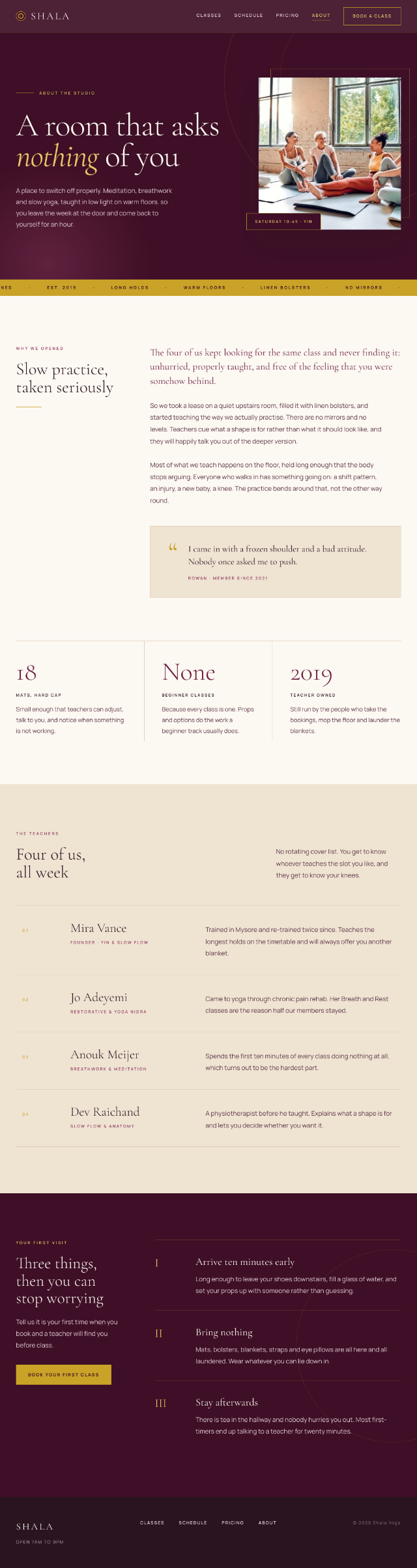 Shala Yoga website design