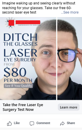 Laser eye surgery ad