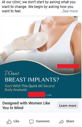 Breast augmentation ad