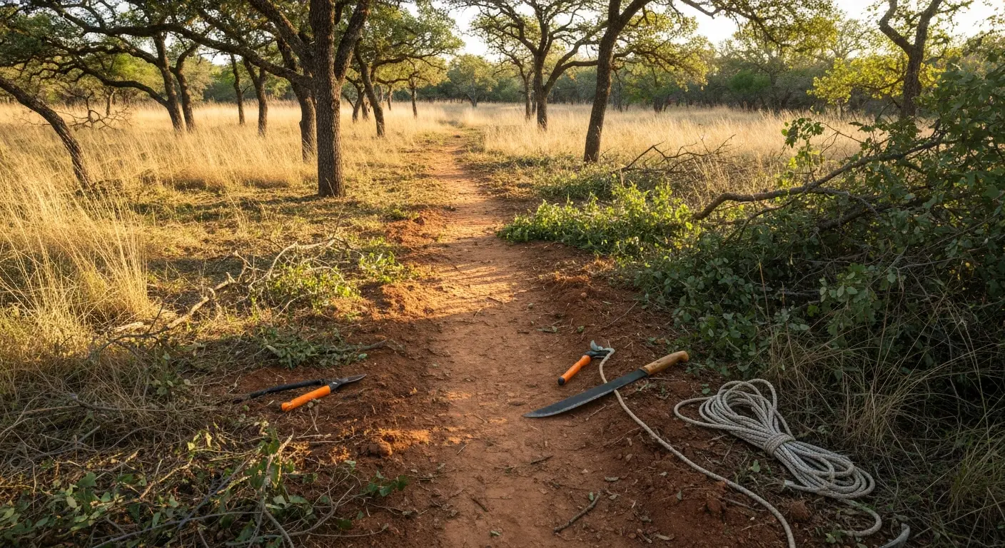 Trail cutting through overgrown brush