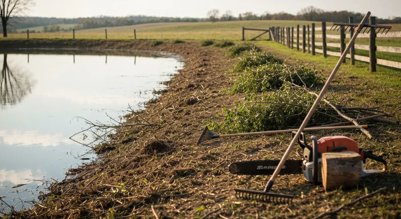 Pond clearing around water