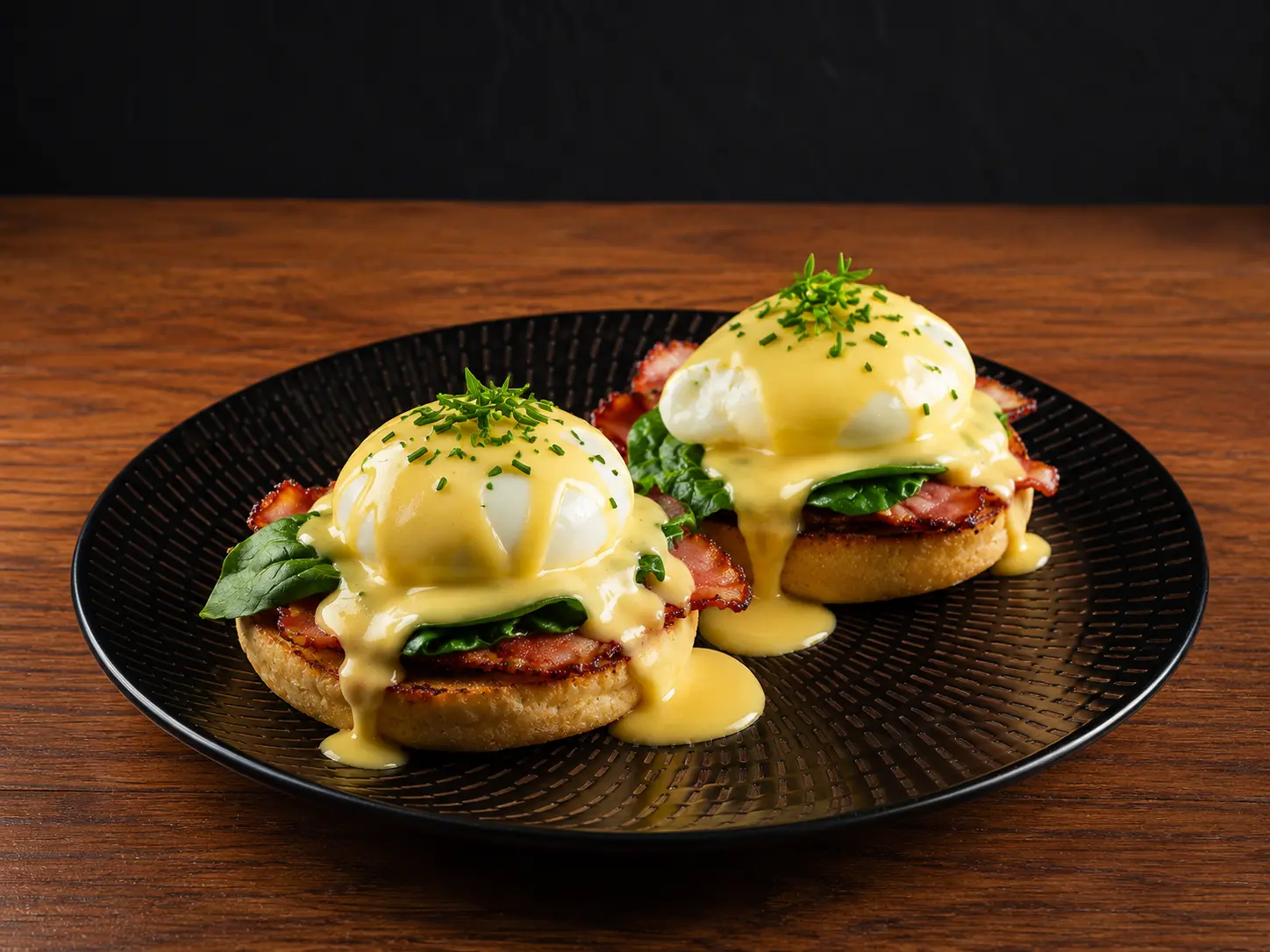 Eggs Benedict with poached eggs, bacon, spinach and hollandaise from Coffee & Dreams on Gouger Street, Adelaide.