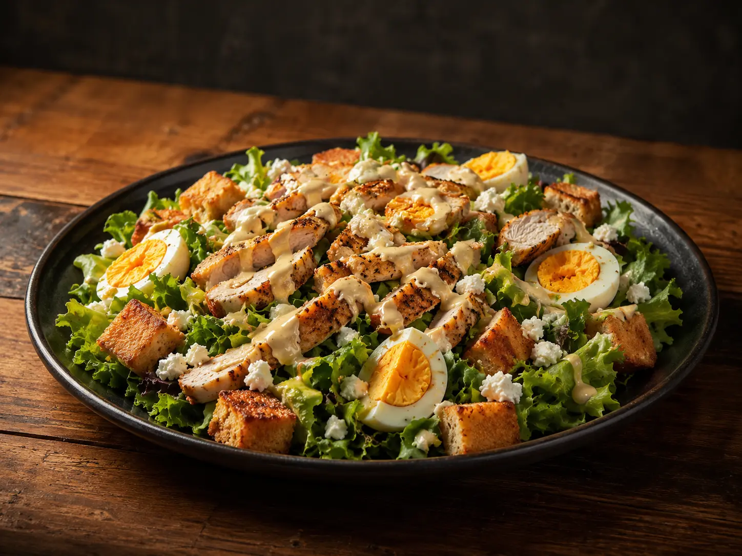 Chicken salad with grilled chicken, boiled eggs and feta from Coffee & Dreams on Gouger Street, Adelaide.