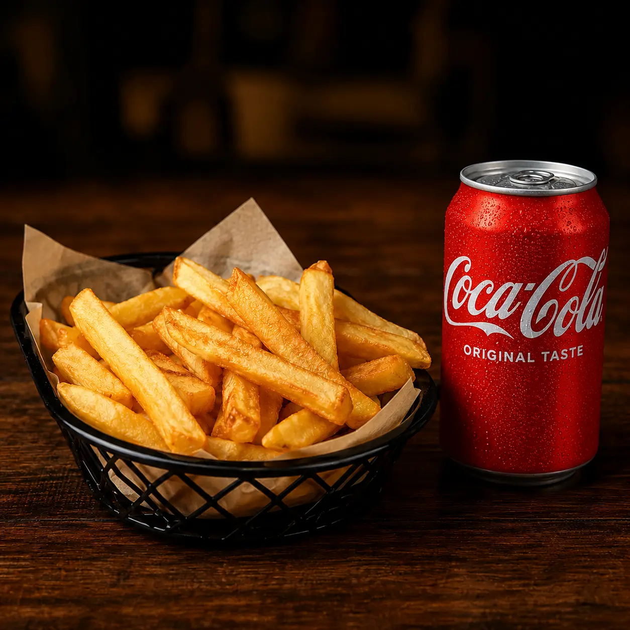 Chips and Coca-Cola can burger add-on from Coffee & Dreams on Gouger St, Adelaide, available with burger orders.