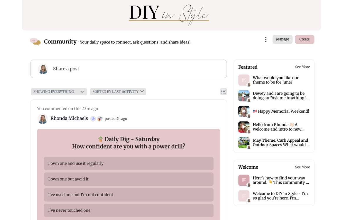 The DIY in Style community feed