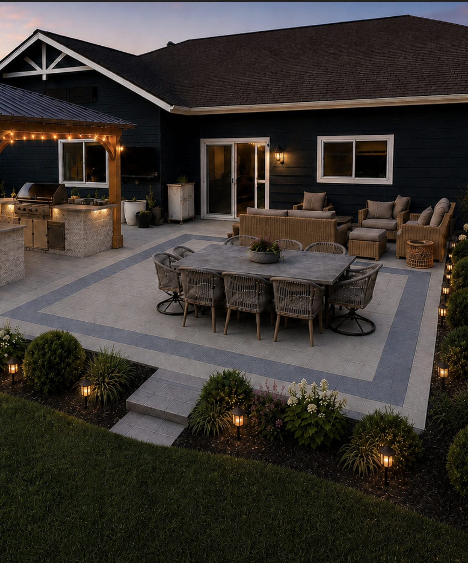 The Patio: pavers, landscaping and styling