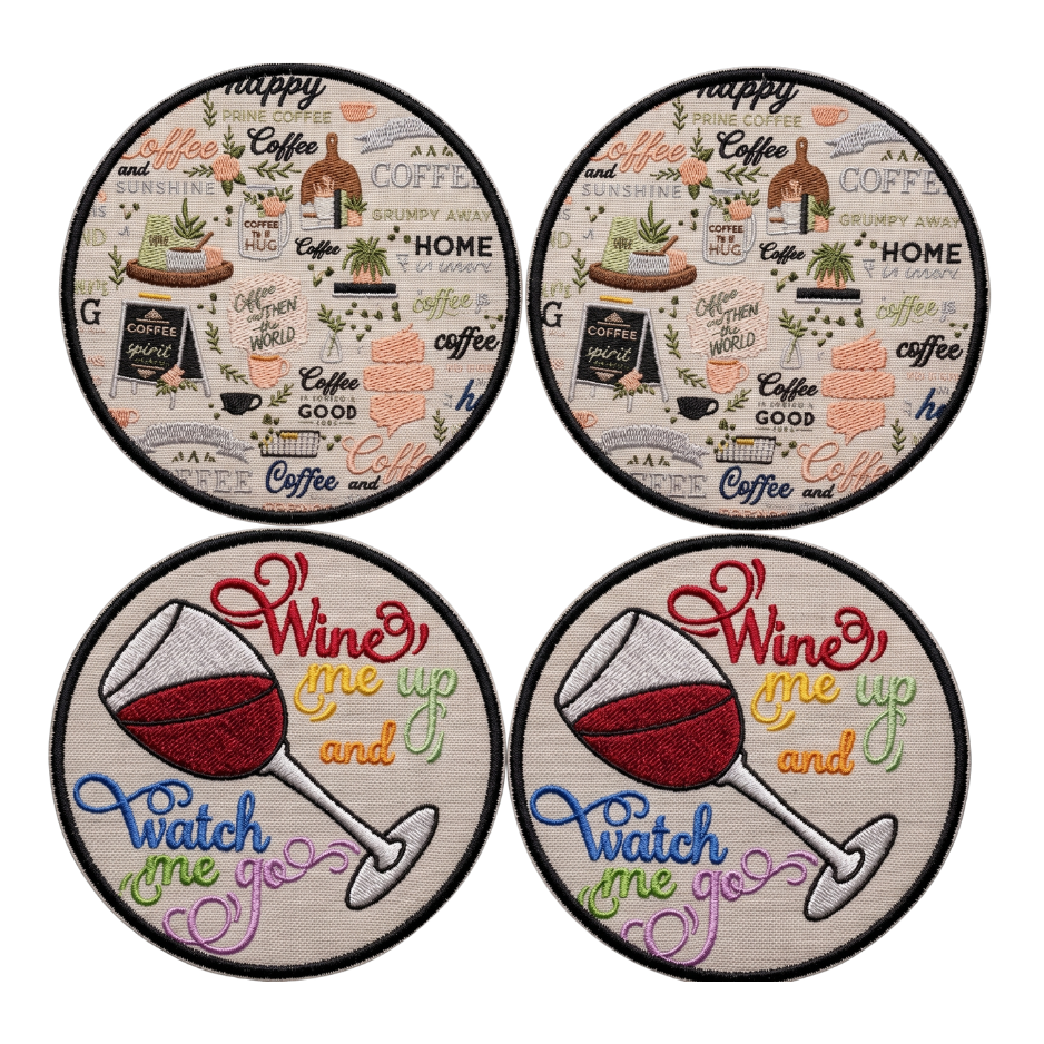 Custom embroidered coffee and wine patches