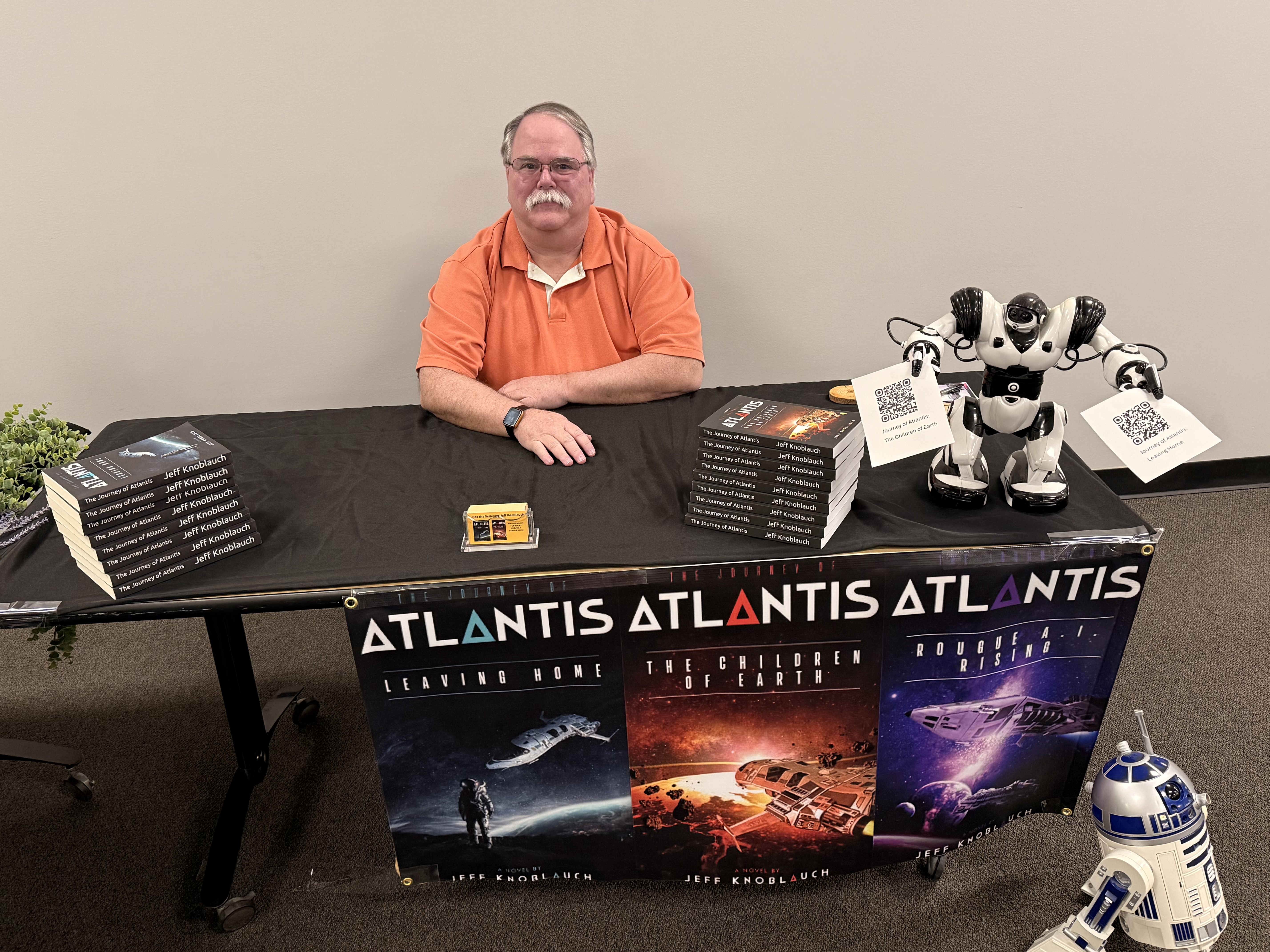 Local KC Sci-Fi Author Jeff Knoblauch signing his Atlantis Books at the Cass County Northern Resource Center Library at their minicomicon Local KC Sci-Fi Author Jeff Knoblauch signing his Atlantis Books at the Cass County Northern Resource Center Library at their minicomicon