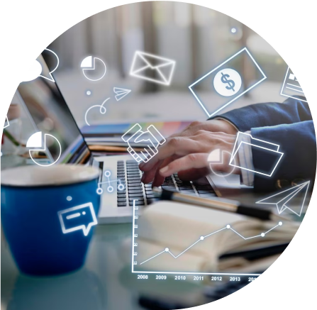 A marketing specialist using a computer 