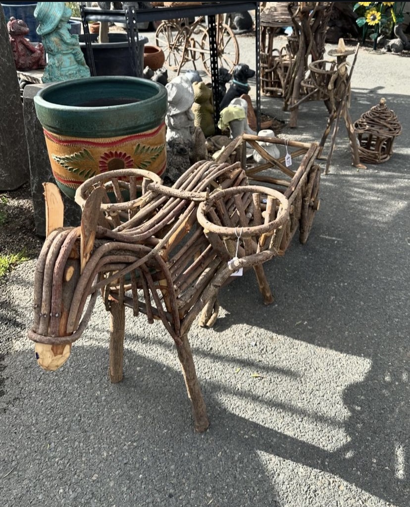 Wooden Animal Cart Planter