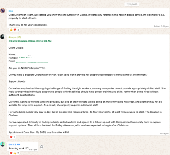 Testimonial screenshot — Independence Home Care
